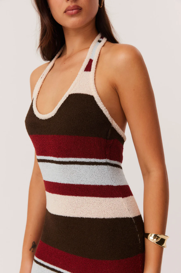 Effie Halter Maxi Dress - Multi Stripe