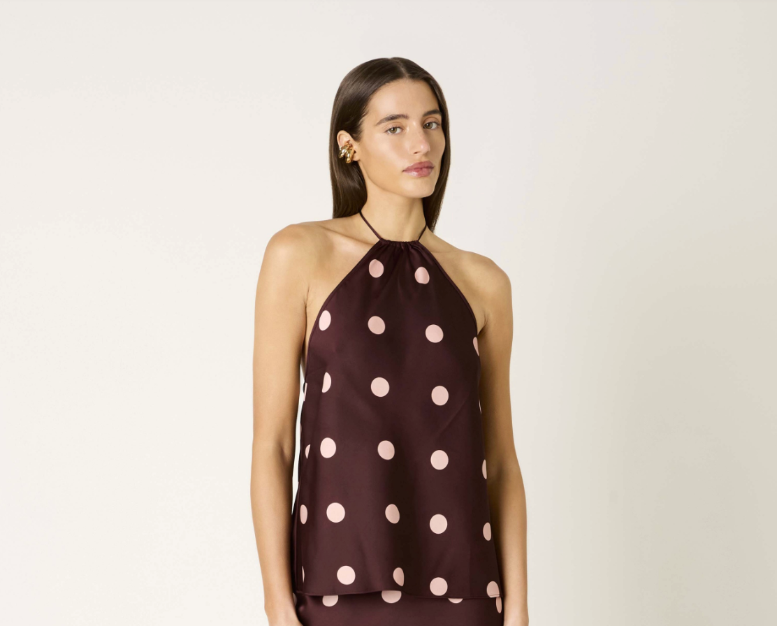 Cressida Top - wine polka