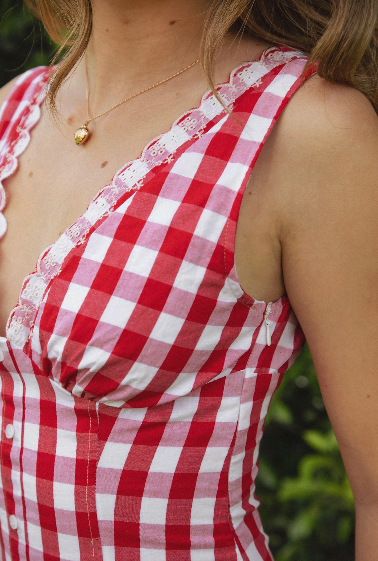 American Honey Poplin Mini Dress - Red Gingham