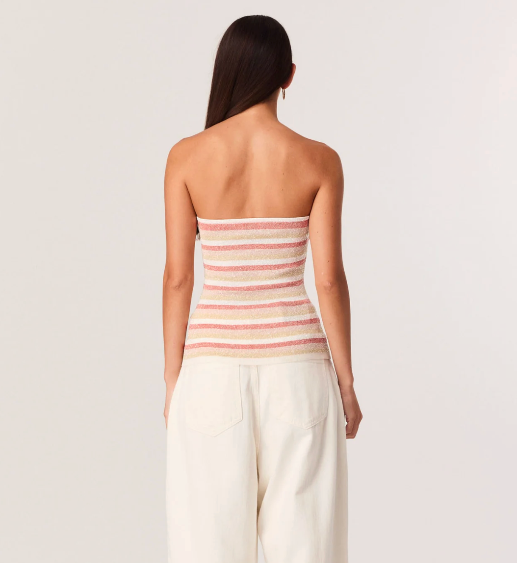 Celia Shimmer Top - PEACH STRIPE