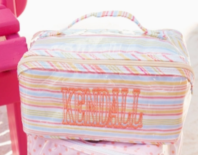 Cosmetic Case Clear Coat - Pool Party Stripes