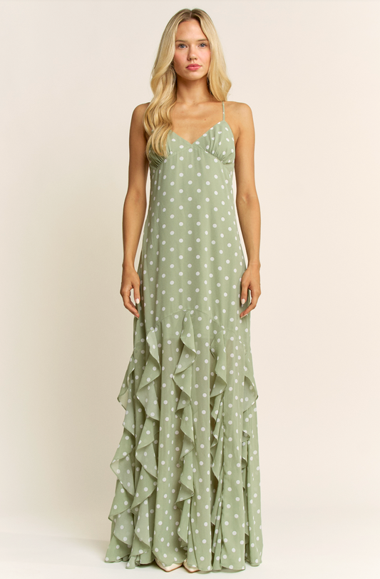 Livvy Maxi Dress - pistachio polka