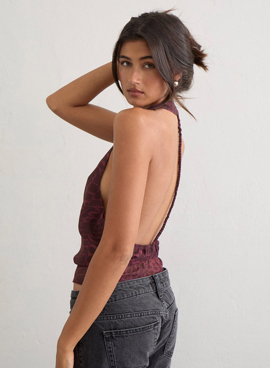 Rayna Snake Halter Top - Wine