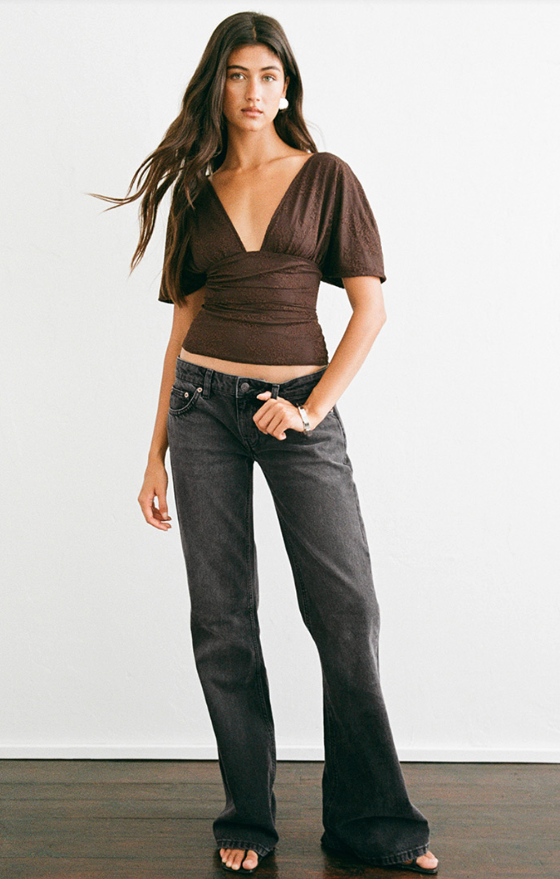 Vienna BatWing Top - LACE BROWN