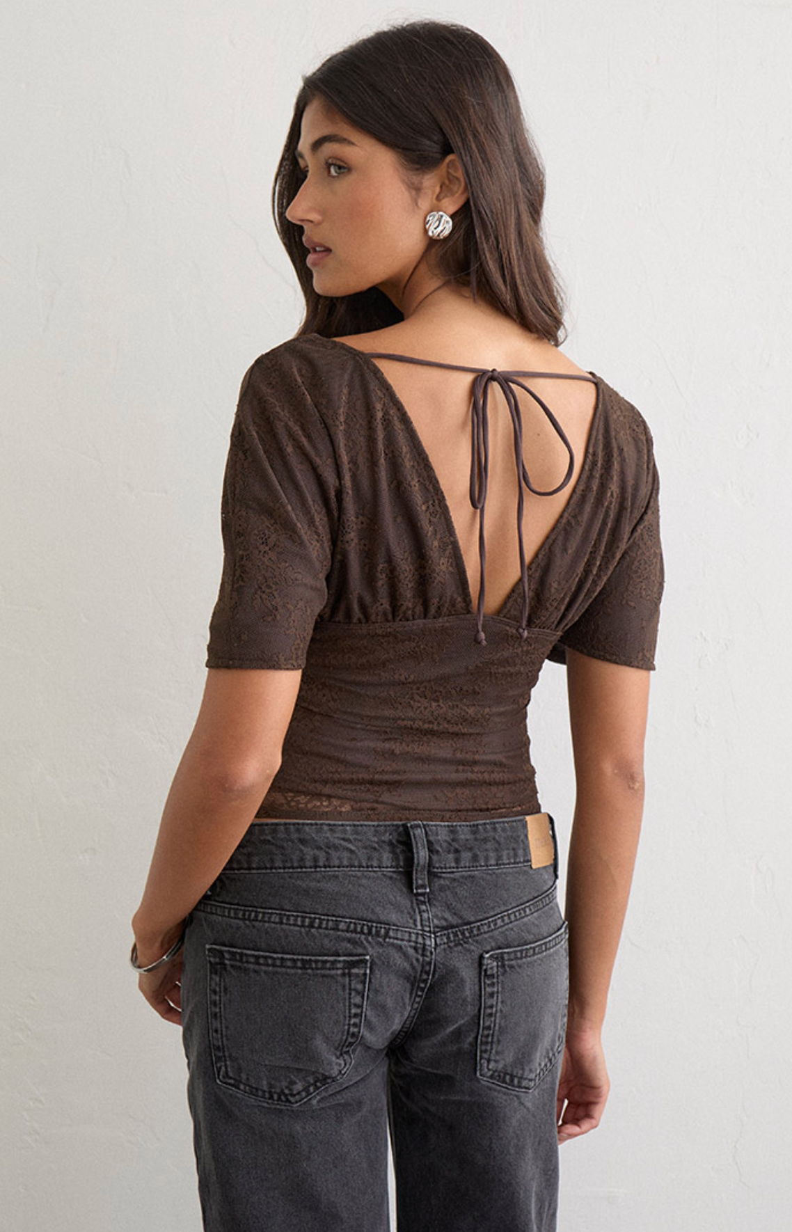 Vienna BatWing Top - LACE BROWN