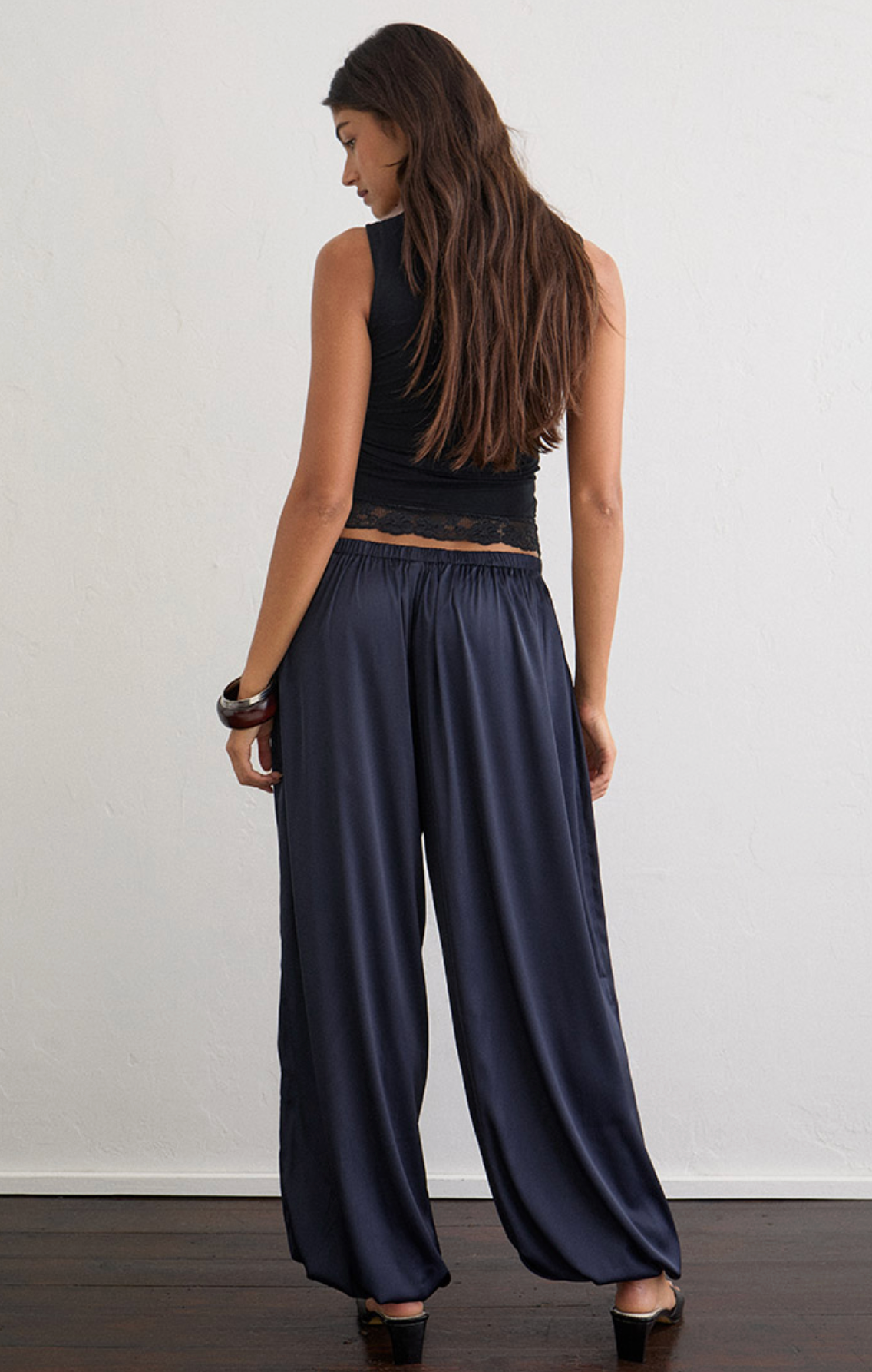 Kyra Balloon Trouser - NAVY SATIN