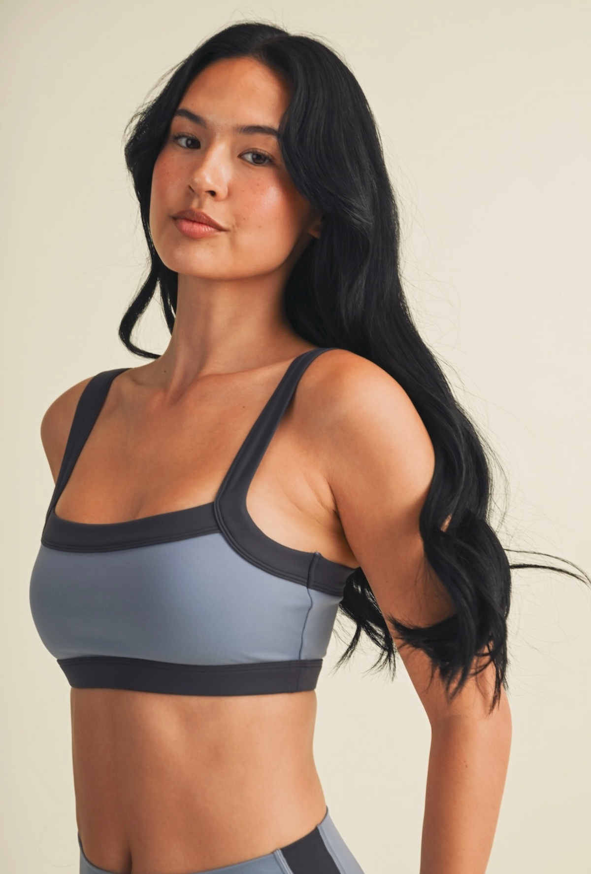 Renee Block Contrast Sports Bra - Slate