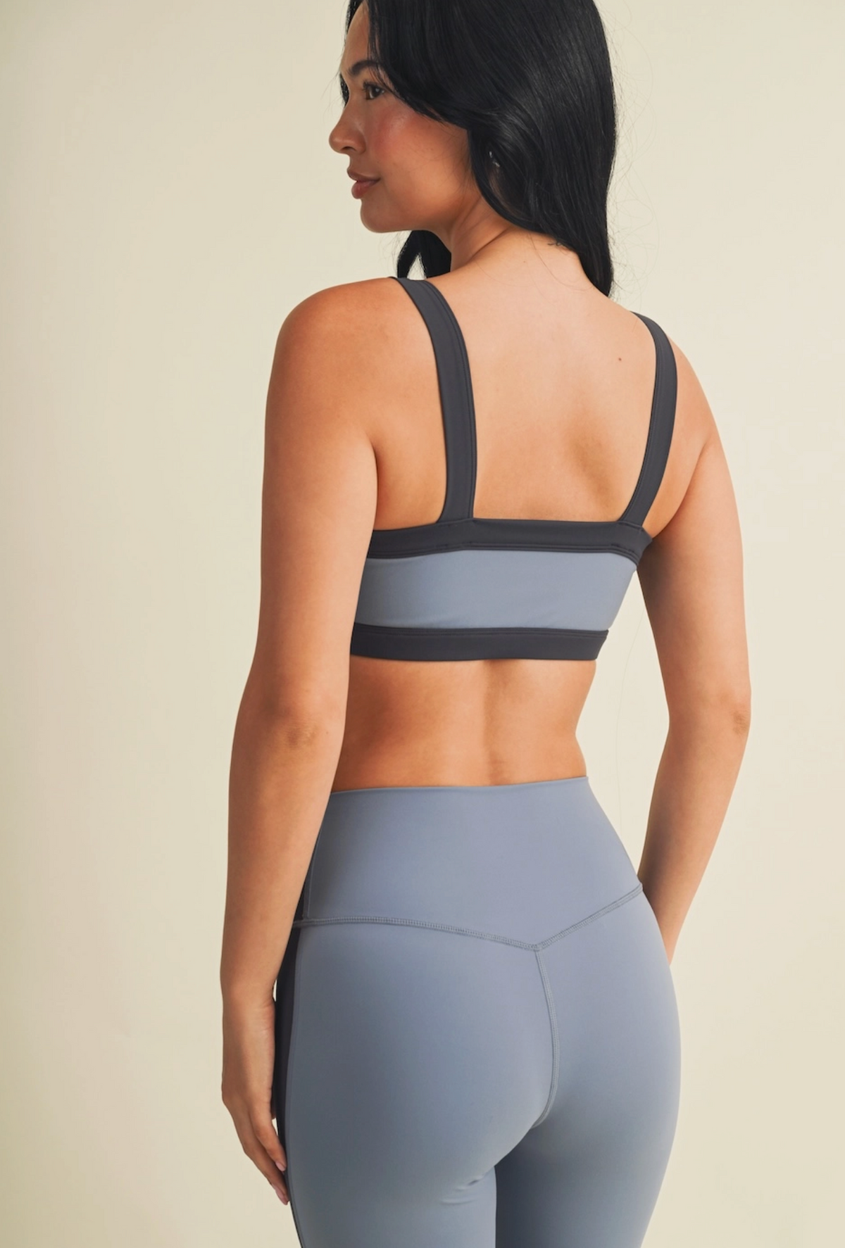 Renee Block Contrast Sports Bra - Slate