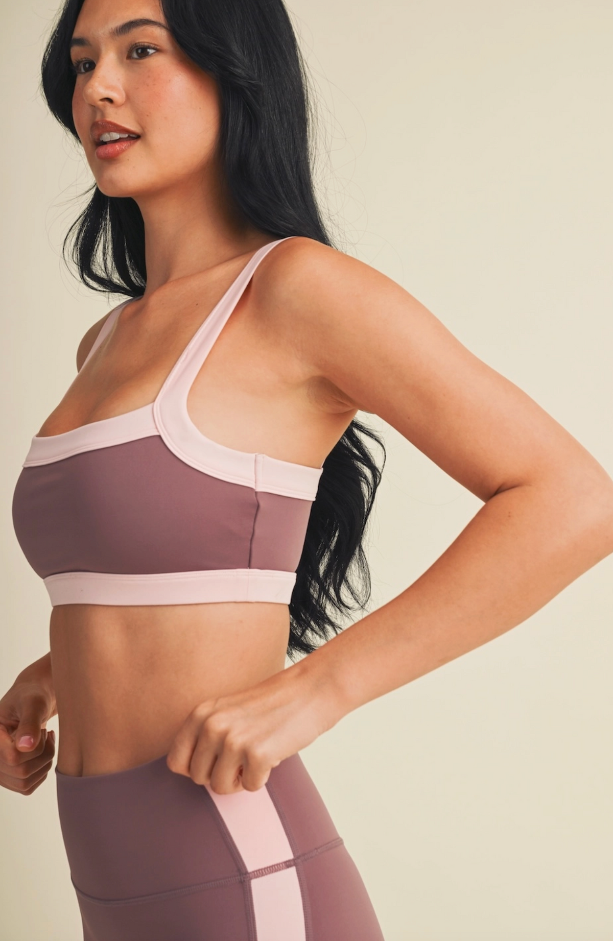 Renee Block Contrast Sports Bra - Mauve