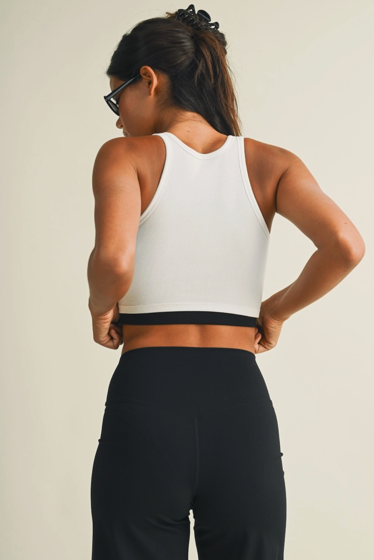Gina Double Layered Crop Tank - Black/White