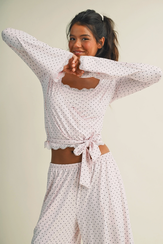 Après Pilates Wrap Top - Blush Dot