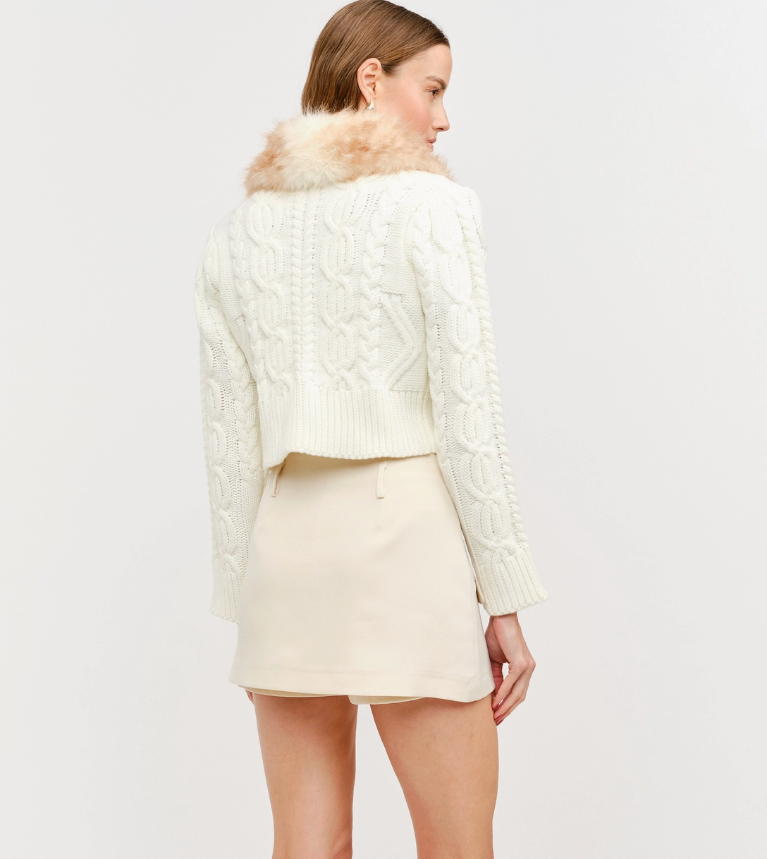 Angelina Fur Cardigan - Ivory