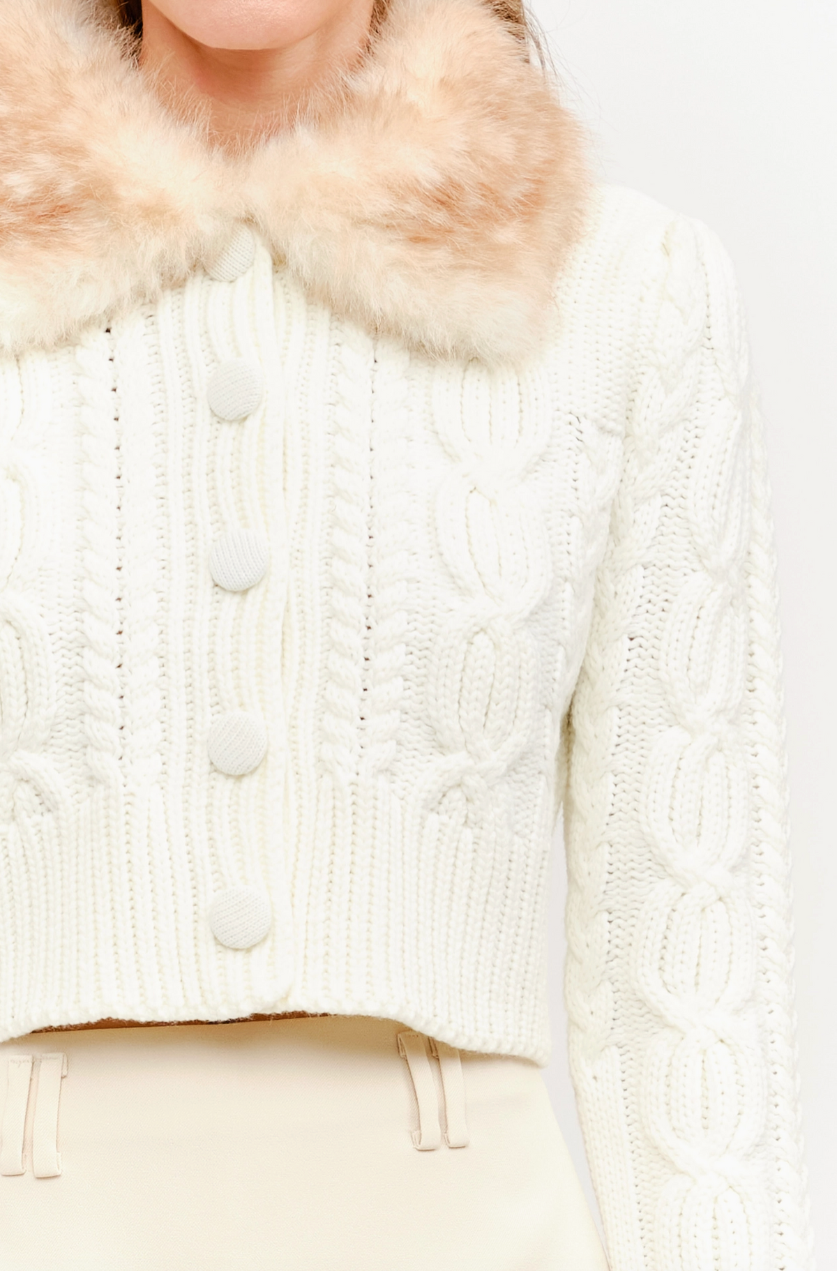 Angelina Fur Cardigan - Ivory