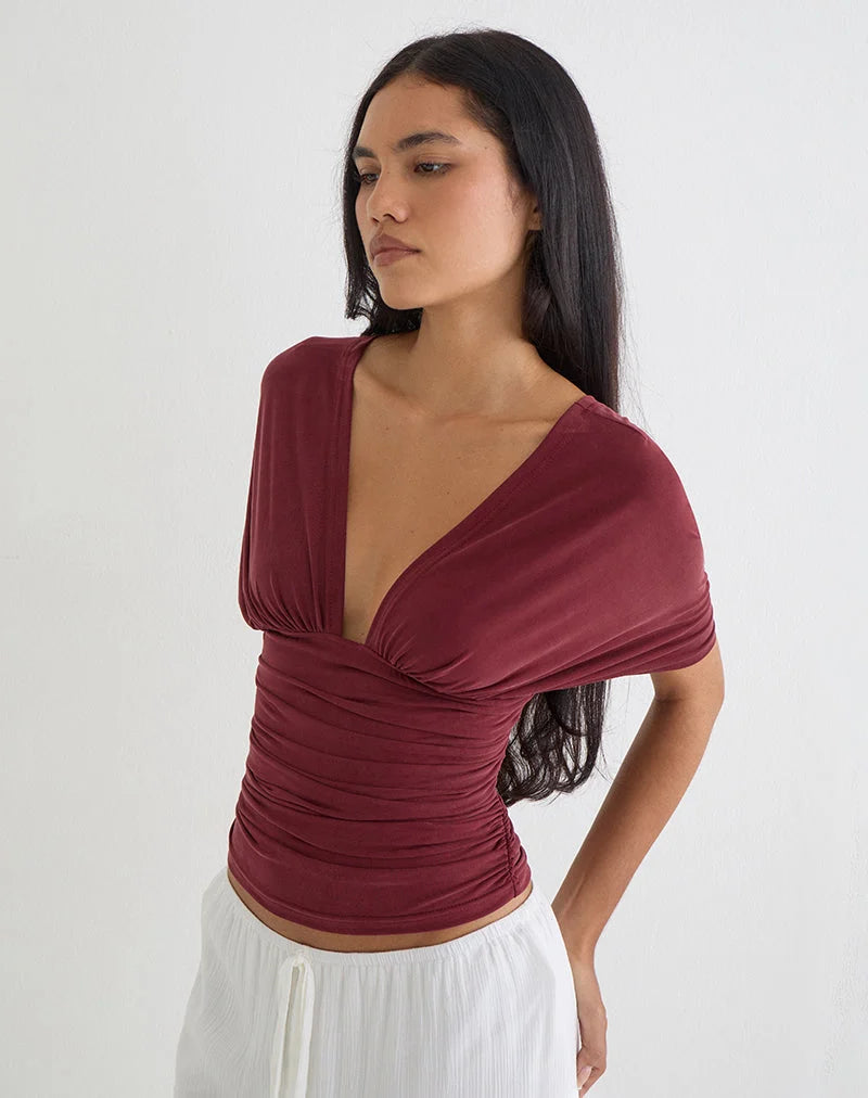 Vienna BatWing Top - Burgundy