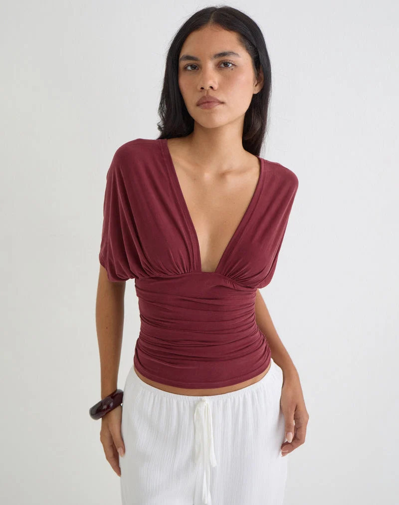 Vienna BatWing Top - Burgundy