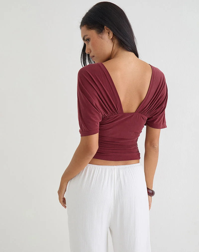 Vienna BatWing Top - Burgundy
