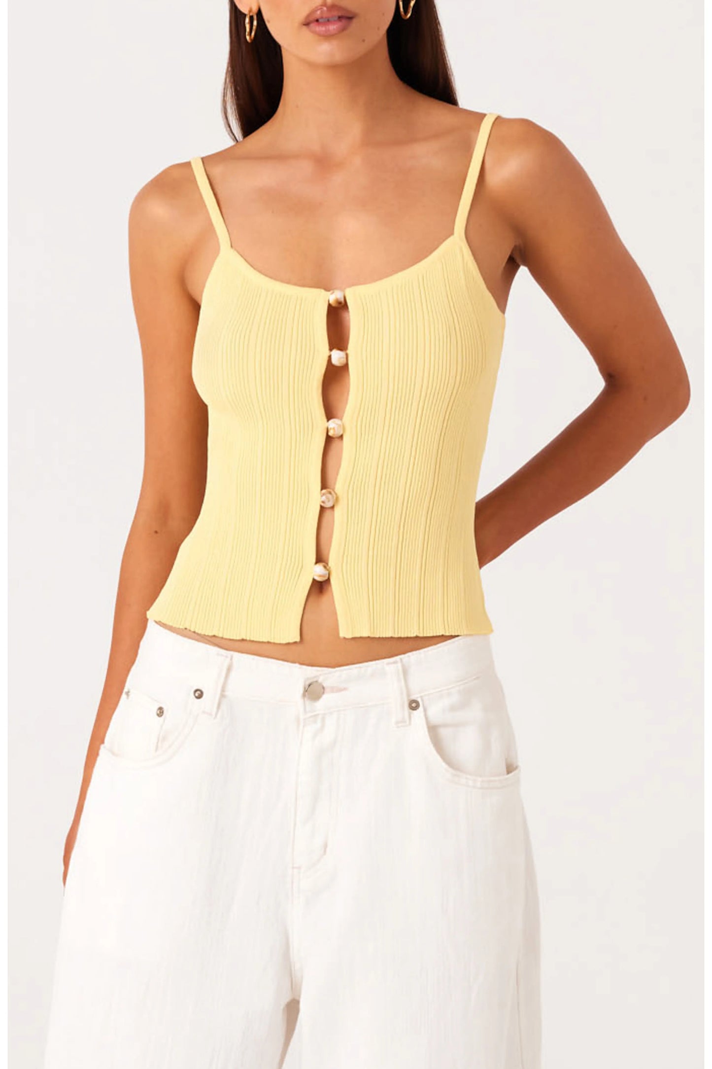 Odessa Knit Tank -Lemon