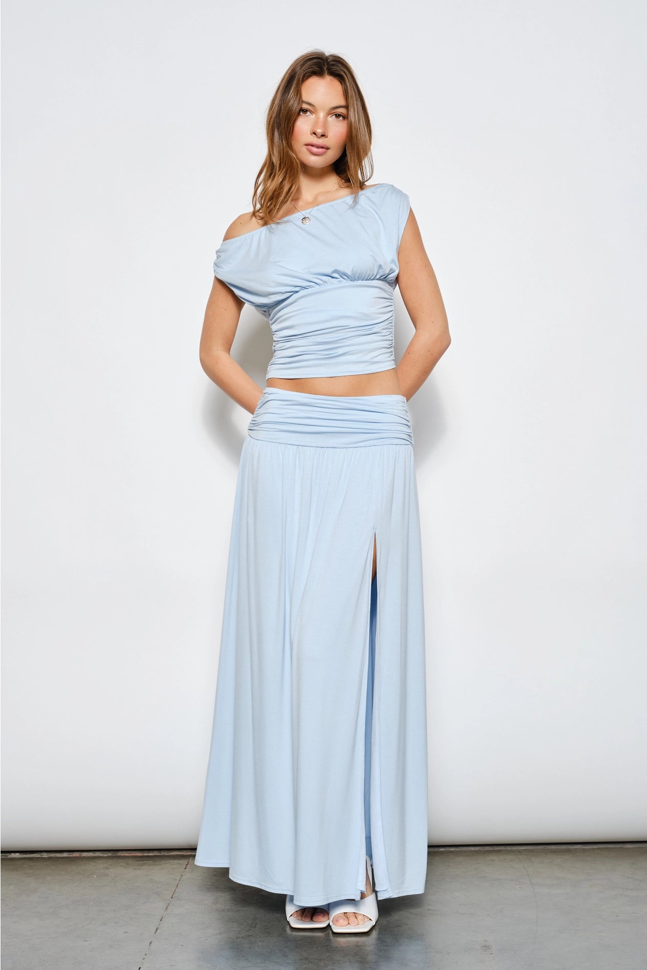 Farrah Ruched Top - SKY BLUE