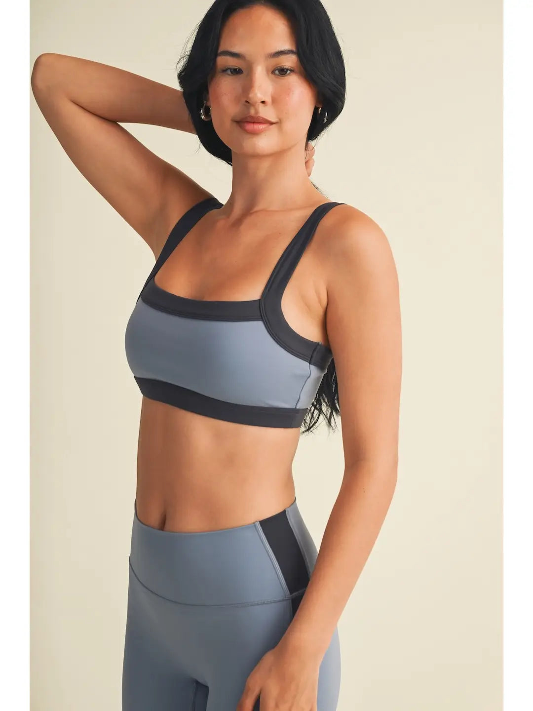 Renee Block Contrast Sports Bra - Slate
