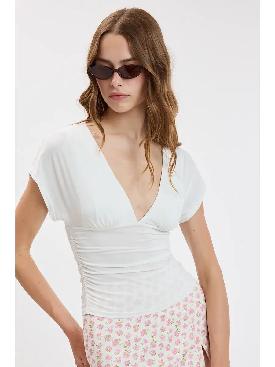 Sylvia V-Neck Short Sleeve Top