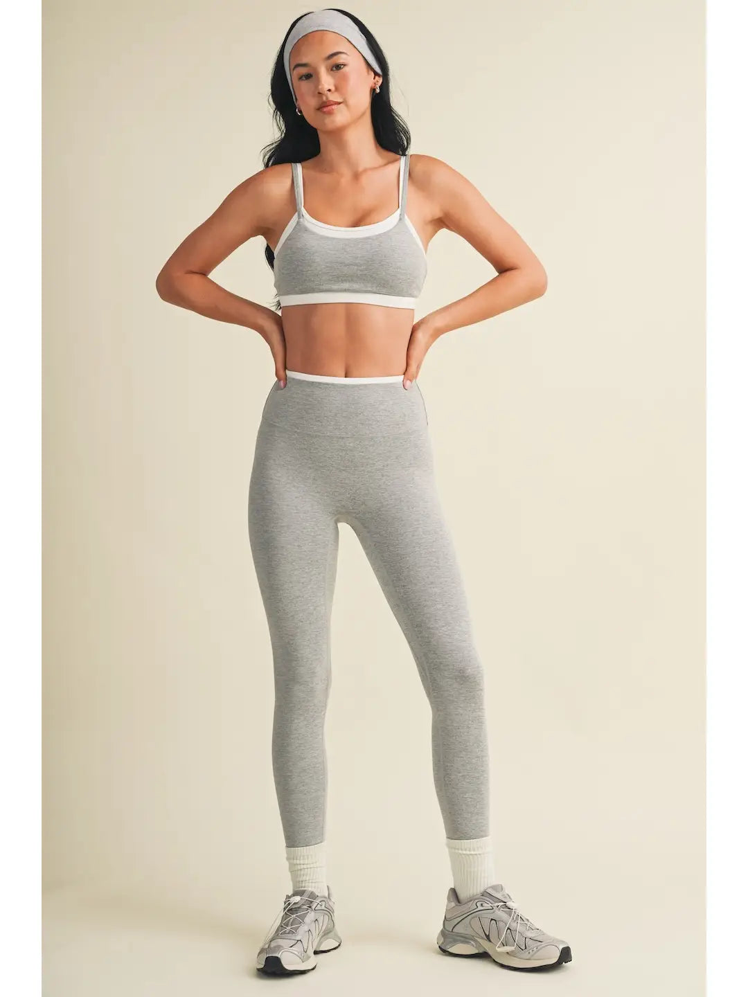 Addie Contrast Legging - Heather Grey