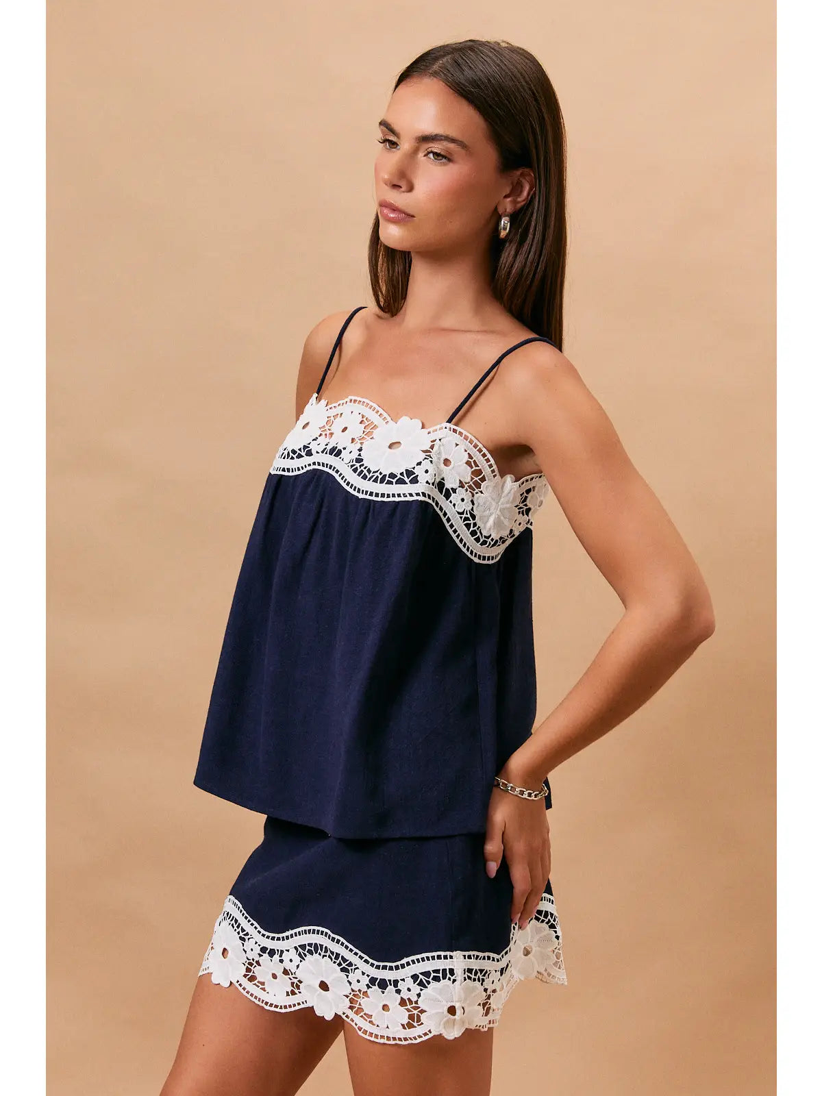 Jennie Lace Top - NAVY