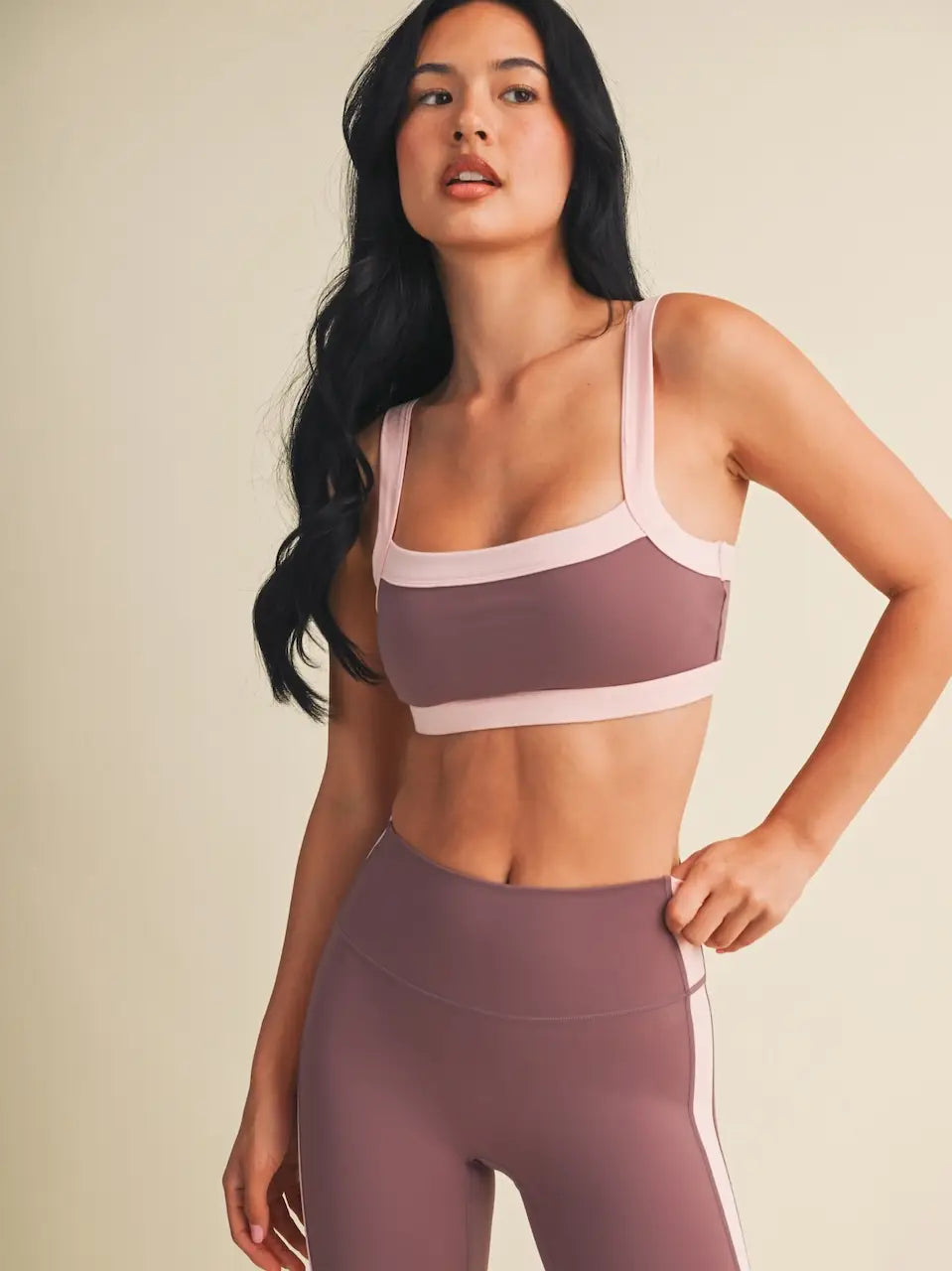 Renee Block Contrast Sports Bra - Mauve