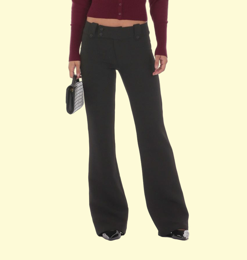 Jeany Low Rise Boot Cut Pants - Black