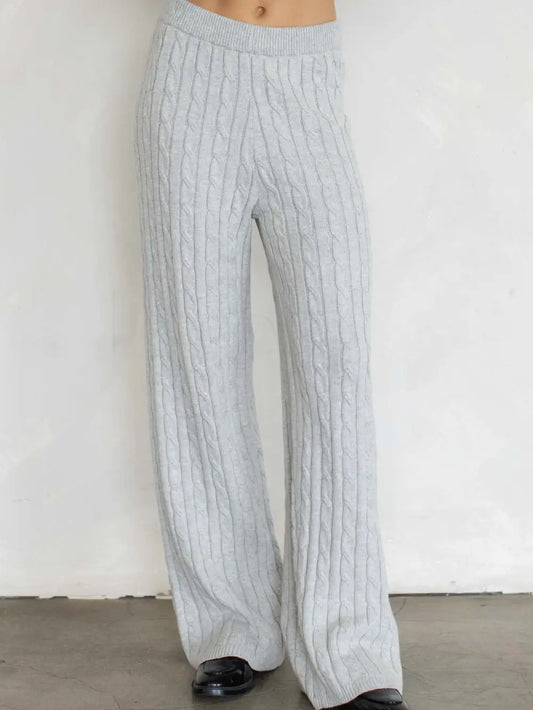 Nora Cable Knit Pants - Grey