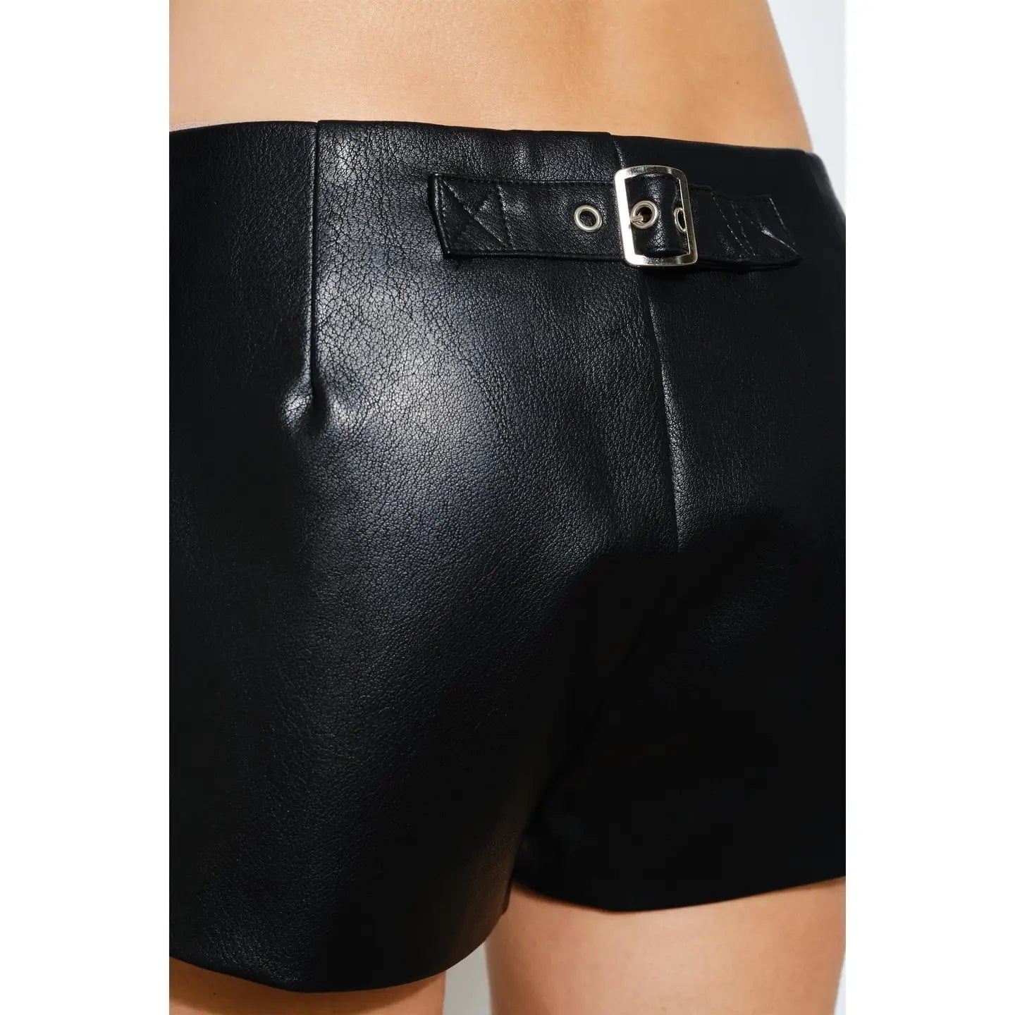 Maeve Faux Leather Black Short