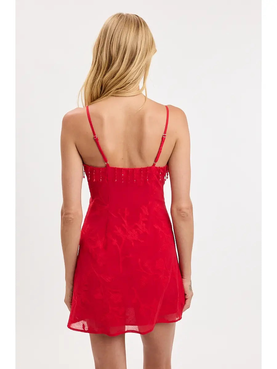 Perry Beading Mini Dress - Red Pepper