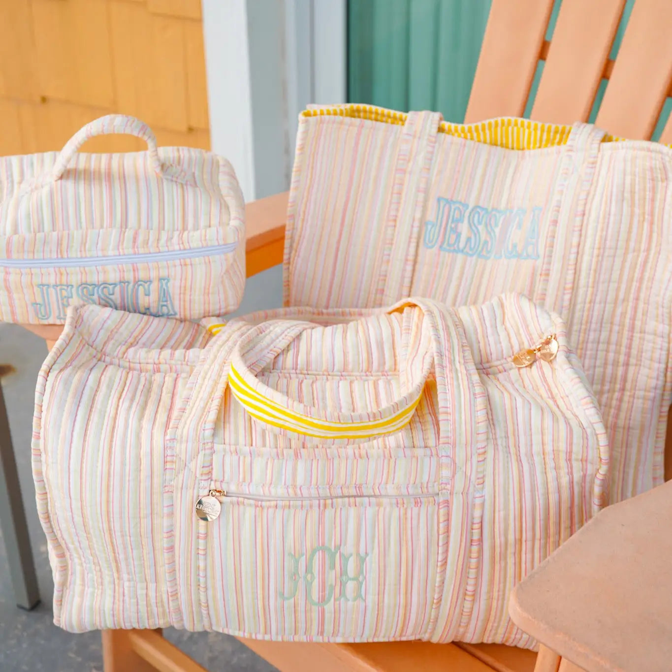 Quilted Tote Duffel Bag - Pool Party Stripes