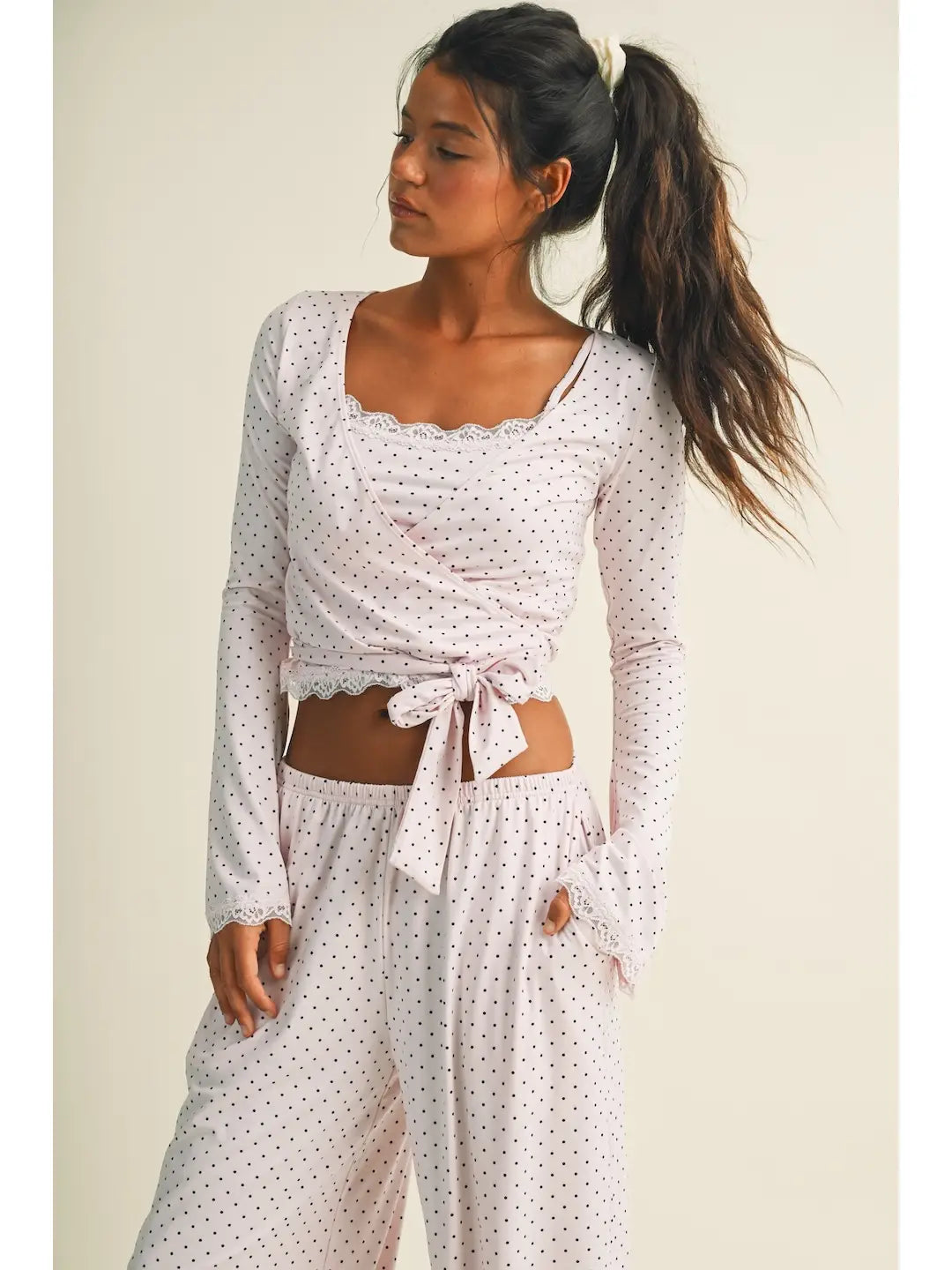 Après Pilates Wrap Top - Blush Dot