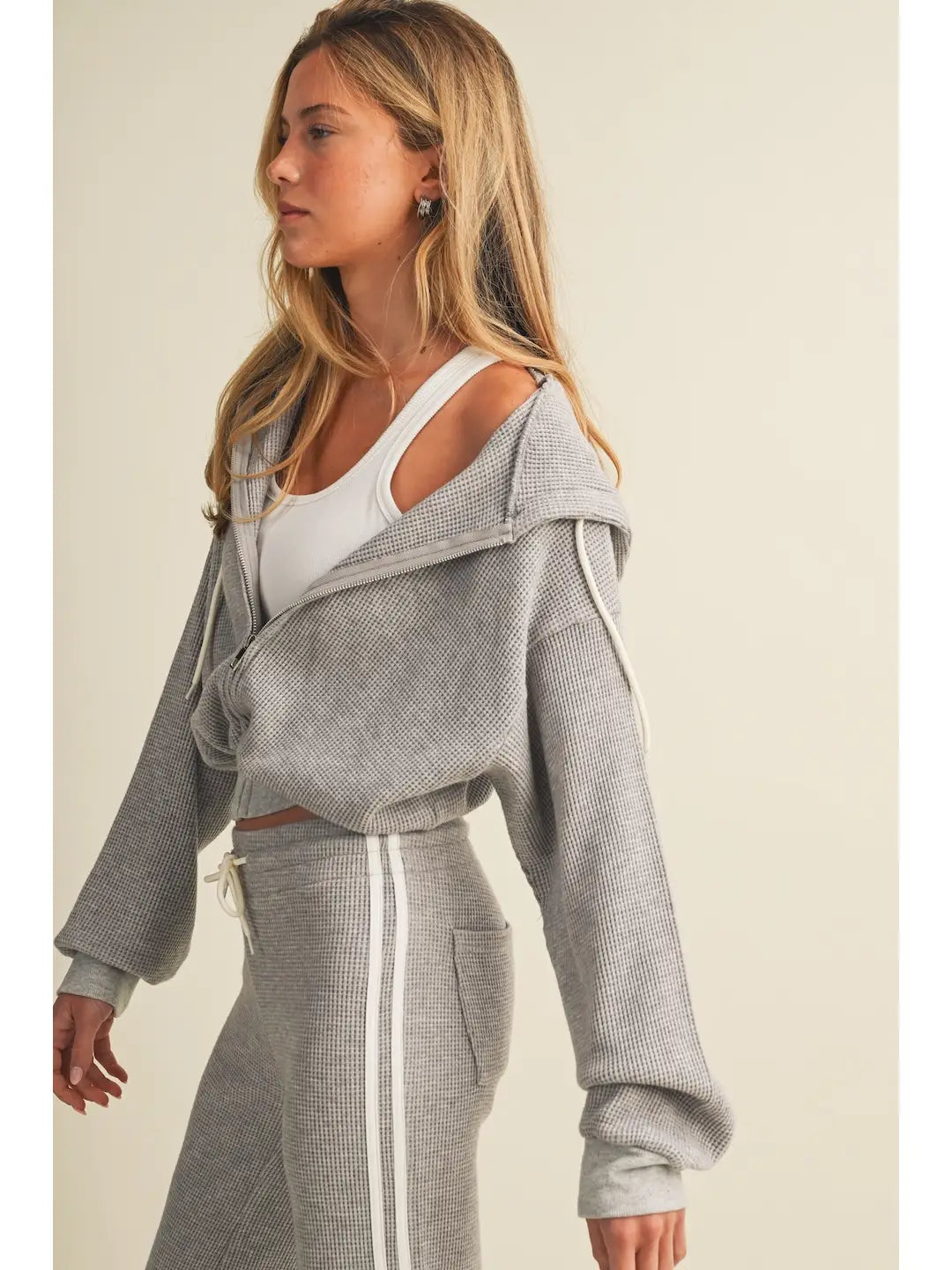 Grey Cloud Waffle Zip