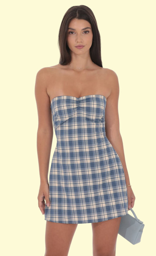 Dolly Plaid Dress - Blue