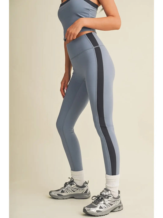 Renee Block Contrast Legging - Slate