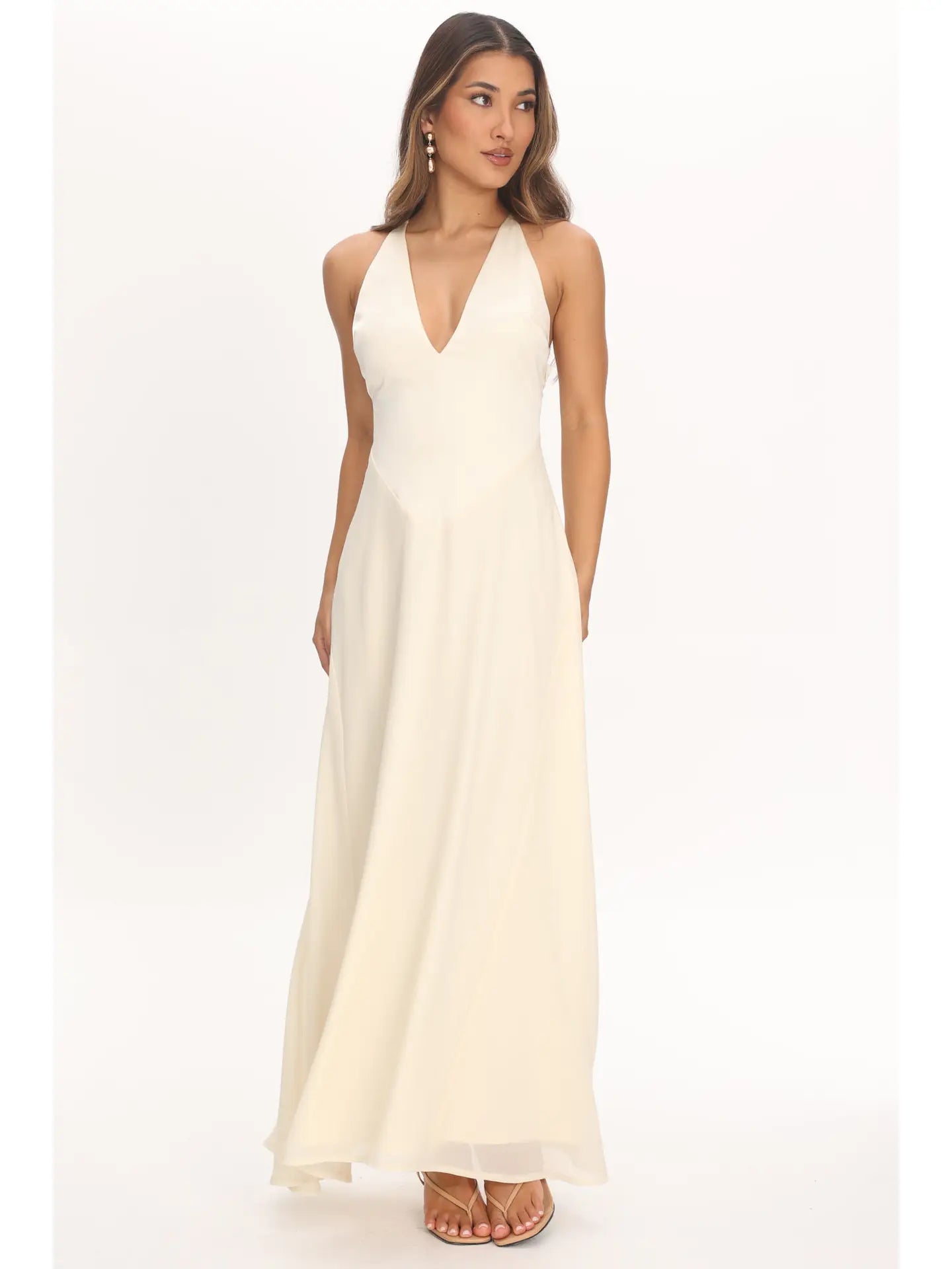 Kaylee Halter Maxi Dress- Ivory