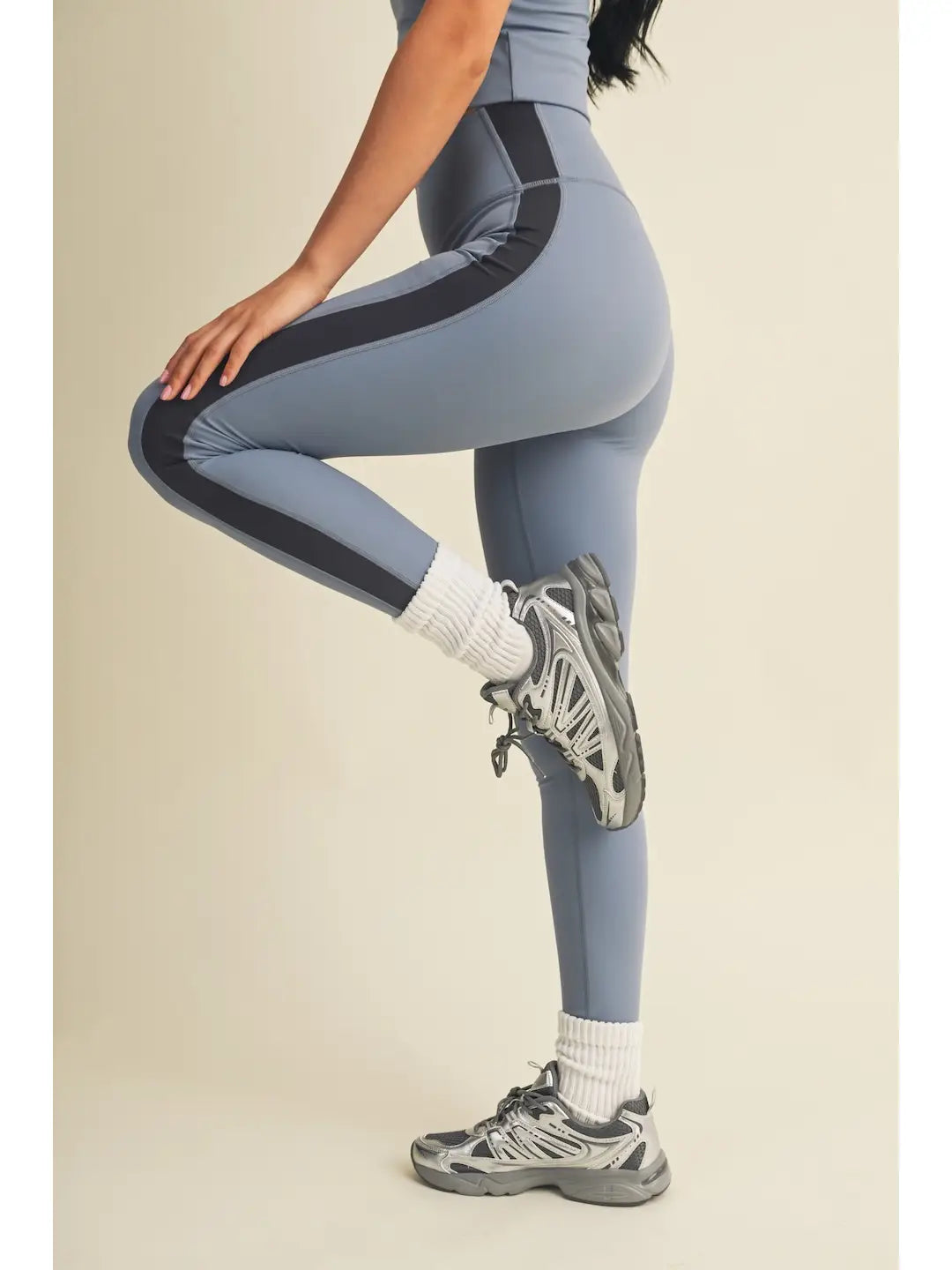 Renee Block Contrast Legging - Slate