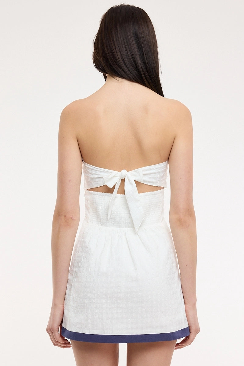 Elodie Ribbon Tube Mini Dress - NAVY
