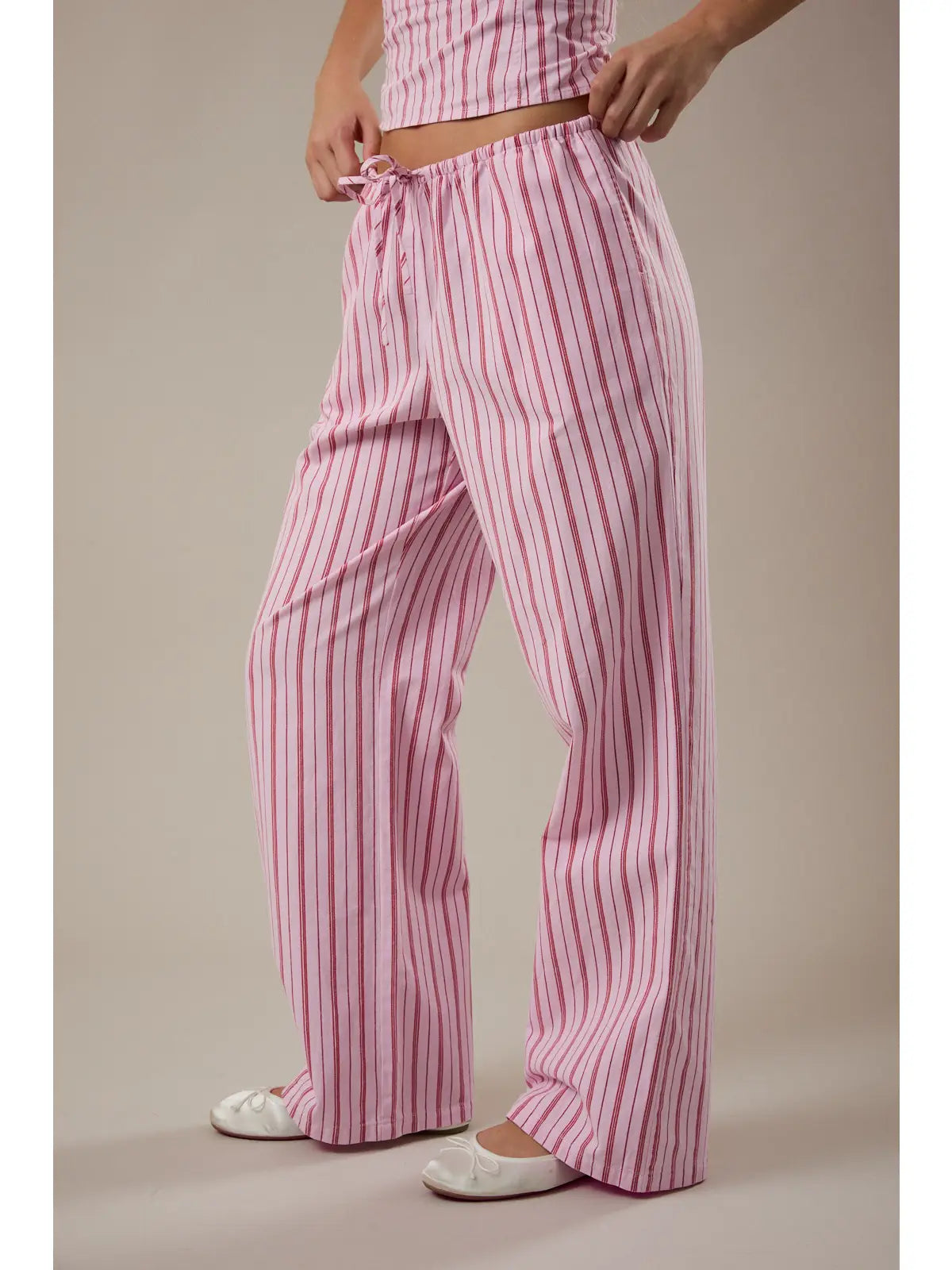 Lottie Low Waist Wide Leg Pants - Stripe Peony