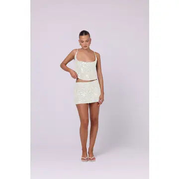 Ivory Sequin Mini Skirt