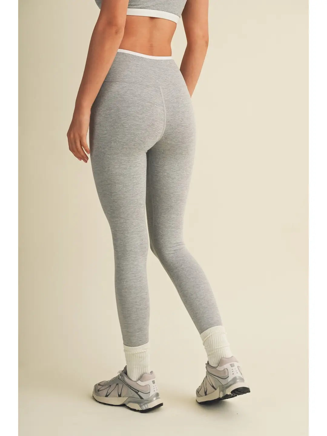 Addie Contrast Legging - Heather Grey