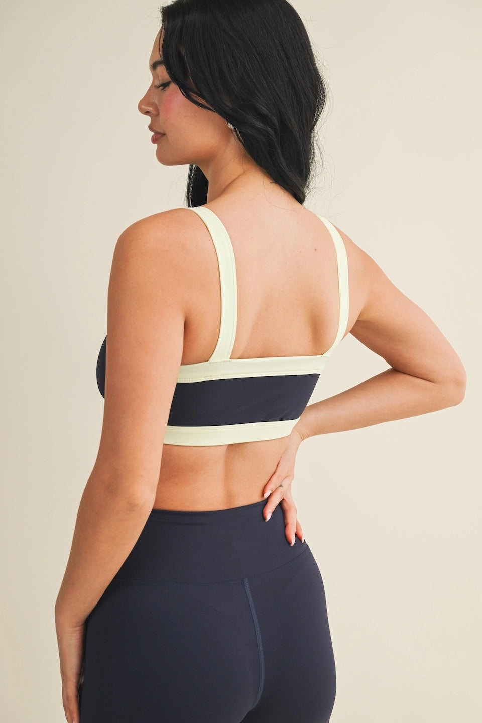 Kat Contrast Block Sports Bra - NAVY