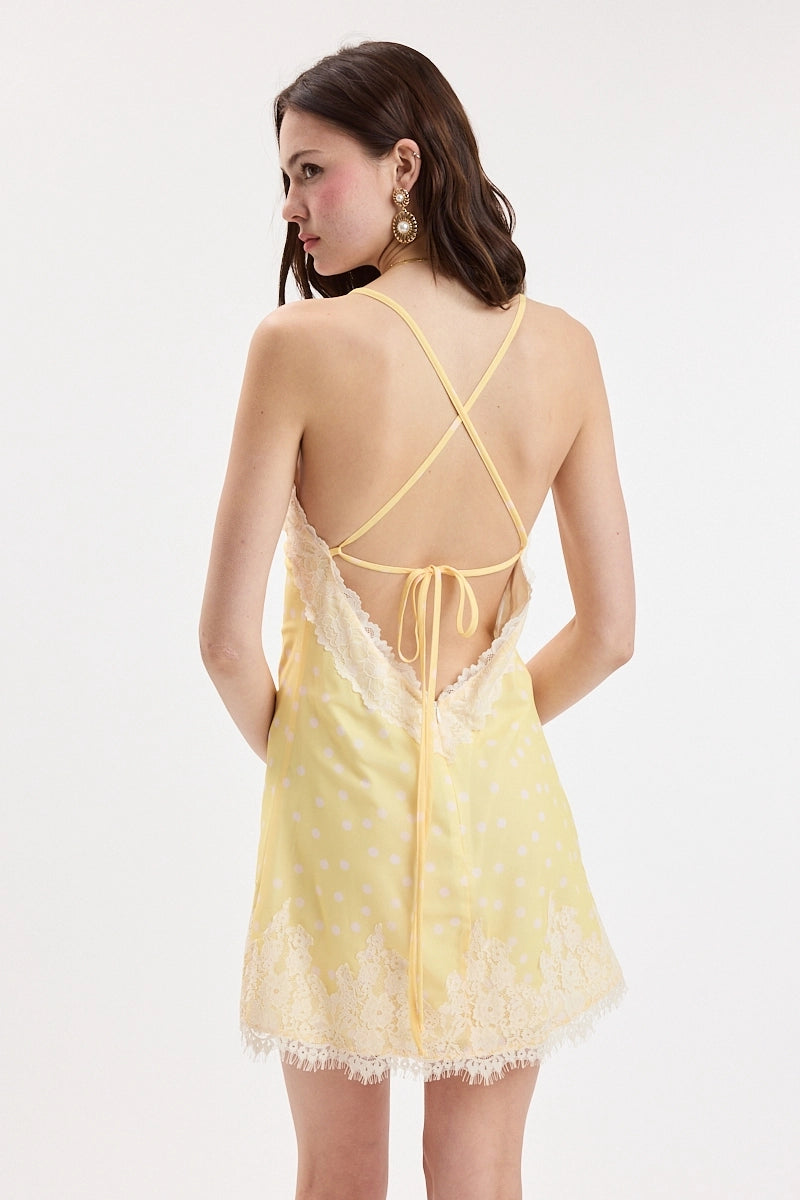Lovey Lace Backless Mini Dress - LEMON DOT