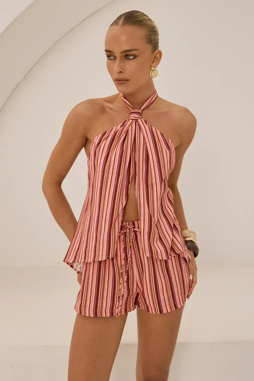 Koah Knotted Split Top - MYLEY PEACH