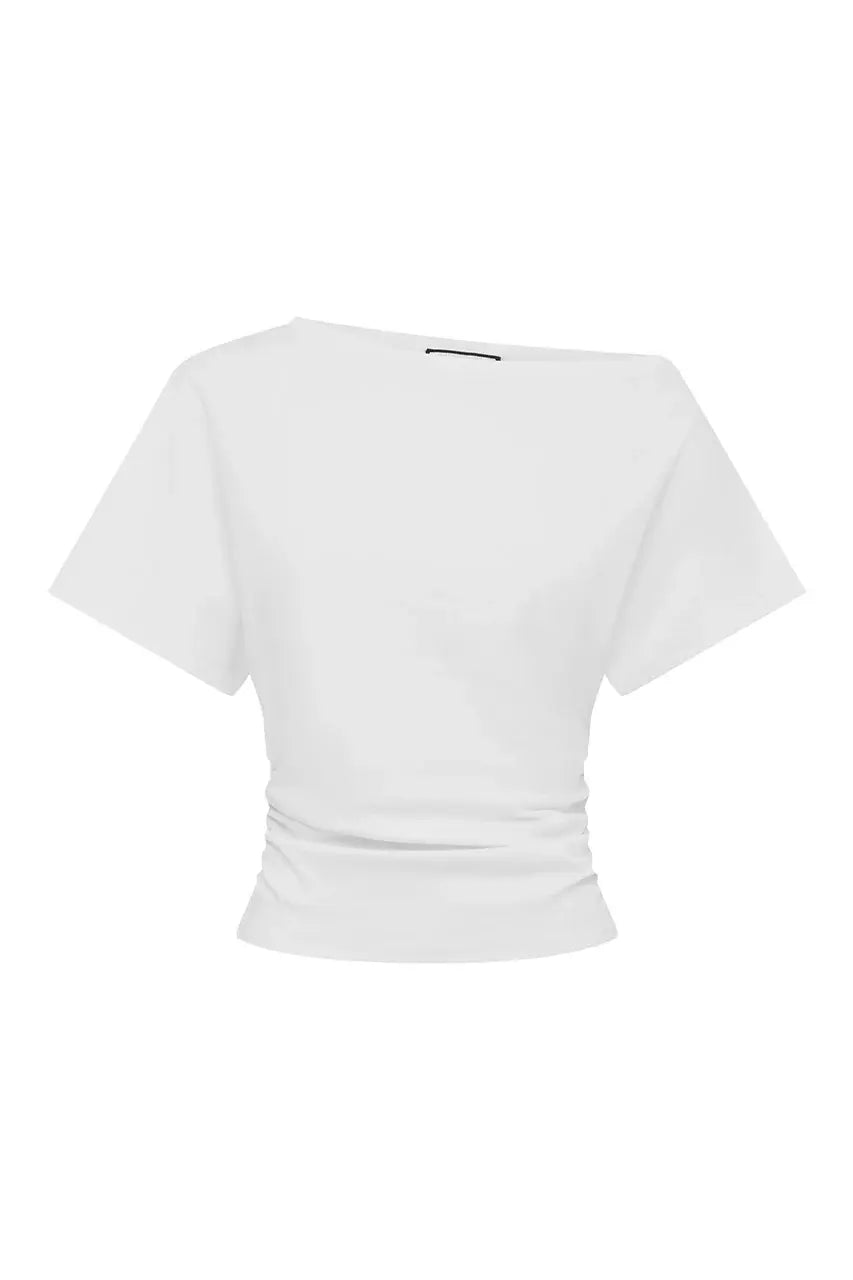 Bonne One Shoulder Top - WHITE