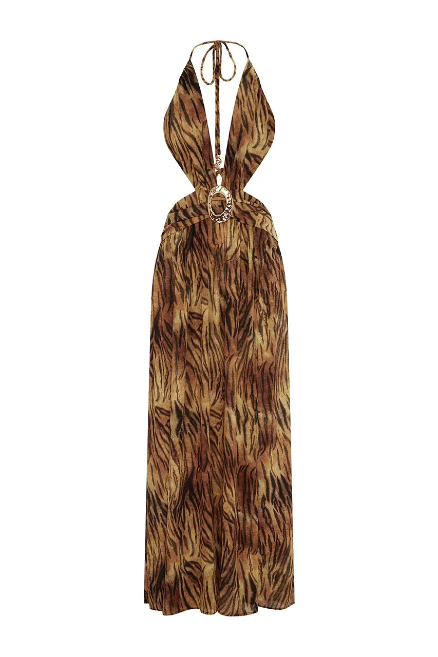 Tigress Plunge Maxi Dress