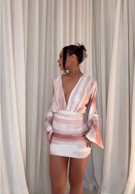 Helene Mini Dress - Pink Shell